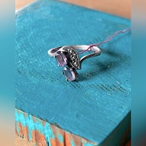 Gorgeous Vintage Purple Stone Amethyst & Sterling Silver 925 Ring sz 8